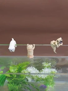 3pcs Dog Design Decoration Craft, Small Fish Tank Hanging Ornament, For Home - Multicolor - View 1