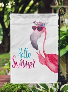 1入組火烈鳥印花花園旗幟粉色裝飾性歡迎旗幟適用於花園、庭院 - 粉色 - 查看 6