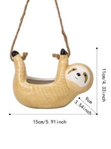 1入組陶瓷懶猴掛籃盆,適用於多肉與仙人掌植物,園藝與家居裝飾 - 黃色 - 查看 4