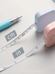 1支纯色方形迷你卷尺，简易便携式软尺，适用于布料测量、尺子等。 - 粉色 - 查看 2