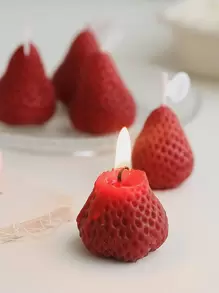 1 nến thơm thiết kế dâu tây, nến sáp đỏ sáng tạo để trang trí nhà cửa - Đỏ - Xem 6