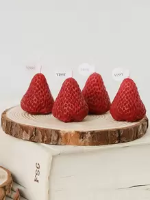 1 nến thơm thiết kế dâu tây, nến sáp đỏ sáng tạo để trang trí nhà cửa - Đỏ - Xem 2