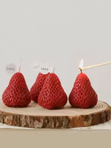 1 nến thơm thiết kế dâu tây, nến sáp đỏ sáng tạo để trang trí nhà cửa - Đỏ - Xem 1