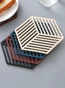 2 Gói Đế Lót Ly Chịu Nhiệt Màu Be Lục Giác, Đế Lót Ly Silicon Cho Bàn Ăn - Màu be - Xem 7