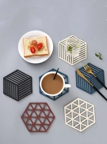 2 Gói Đế Lót Ly Chịu Nhiệt Màu Be Lục Giác, Đế Lót Ly Silicon Cho Bàn Ăn - Màu be - Xem 9