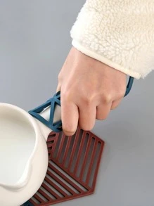 2 Gói Đế Lót Ly Chịu Nhiệt Màu Be Lục Giác, Đế Lót Ly Silicon Cho Bàn Ăn - Màu be - Xem 5