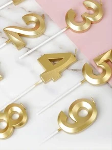 1入組數字設計燭台金蠟生日蠟燭 - 金色 - 查看 5