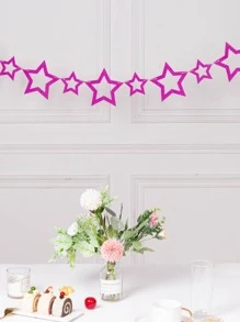 10 Cái/bộ Thiết Kế Ngôi Sao Cờ Kéo, Giấy Màu Hồng Treo Biểu Ngữ Trang Trí Tiệc - Màu Hồng Tươi - Xem 1
