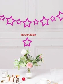 10 Cái/bộ Thiết Kế Ngôi Sao Cờ Kéo, Giấy Màu Hồng Treo Biểu Ngữ Trang Trí Tiệc - Màu Hồng Tươi - Xem 3