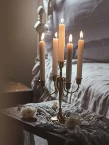 4pcs Taper Candle, Classic Tall Smokeless Wax Candle, For Home - White - View 2