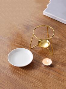 1pc Mini Candle Holder, Gold Iron Essential Oil Tray, For Home - Gold - View 2