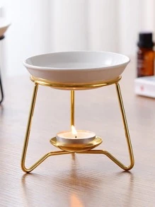 1pc Mini Candle Holder, Gold Iron Essential Oil Tray, For Home - Gold - View 4