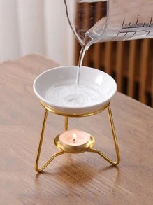 1pc Mini Candle Holder, Gold Iron Essential Oil Tray, For Home - Gold - View 3