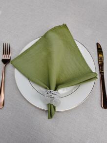 6入組素色布餐巾綠色織物餐巾餐桌用
