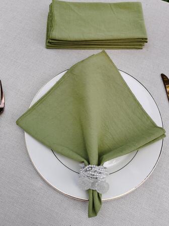 6 piezas unicolor verde de tela mesa para Vajilla mesa