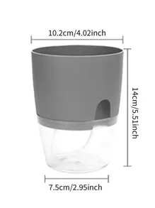 1pc Double Layer Plant Seedling Pot, Modern ABS Nursery Pot For Garden - Grey - View 2