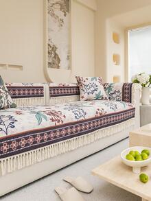 1 Họa Tiết Hoa Tua Rua Viền Sofa Khăn Hiện Đại Polyester Khăn Cho Gia Đình - Màu tím - Xem 3