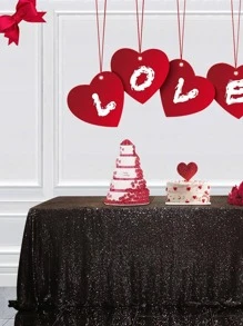 1pc 120x120cm Sequin Wedding Tablecloth Square Polyester Sequin Cover Shiny Tablecloth For Event Party - Black - View 3