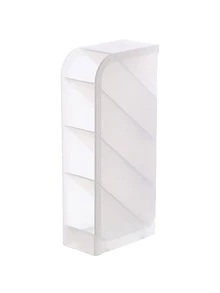 1 件桌上型磨砂斜插收納盒,附多個隔層,可存放文具、化妝刷、口紅和其他配件 - 白色 - 查看 5