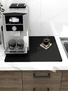 HYER KITCHEN 1pc Solid Drying Mat, Black Diatomite Coffee Machine Drain Pad, For Kitchen - Black - View 5