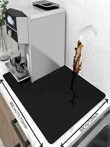 HYER KITCHEN 1pc Solid Drying Mat, Black Diatomite Coffee Machine Drain Pad, For Kitchen - Black - View 4