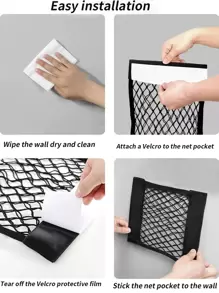 1pc Multi-Functional Trash Bag Holder, Breathable Net Pouch Wall Mount Garbage Bag Organizer, Elastic Storage Basket For Cabinet Door, Suitable For Home, Kitchen, Bathroom Storage & Organization,For Back To School - Black - View 7