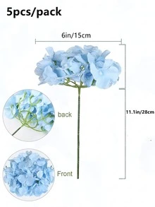 5入組滌綸人造花現代家用人造花 - 淺藍色 - 查看 2