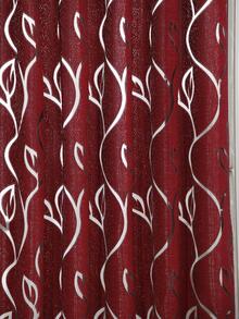 1 件灰色镂空叶子薄纱窗帘，100% 涤纶镂空藤叶薄纱窗帘，适用于客厅、卧室、阳台和厨房 - 咖啡色精致镂空刺绣窗帘，适合家居装饰 - 酒紅色 - 查看 3