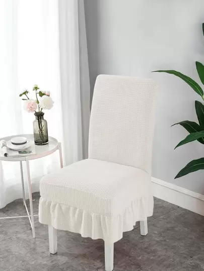 1/4 pièces Housse de chaise élastique plissée en polaire de maïs de couleur unie