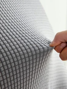 1/4 chiếc Vỏ bọc ghế nhung kẻ co giãn xếp nếp trơn - Xám - Xem 6