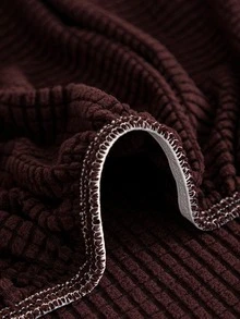 1/4pcs Solid Color Chenille Ruffled Stretch Chair Covers - Coffee Brown - View 7