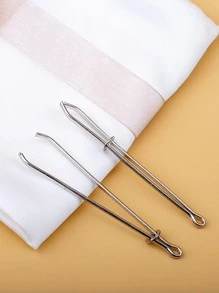 5pcs/set Iron Elastic Band Threader, Minimalist Plain Elastic Band Threader For Home - Silver - View 3