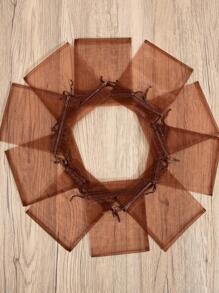 20pcs Solid Color Drawstring Detail Gift Wrapping Bag, Modern Polyester Gift Bag For Party, Christmas Valentine Day - Coffee Brown - View 2