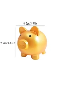 1pc PE Money Box, Creative Pig Shaped Money Box For Home - Gold - View 3