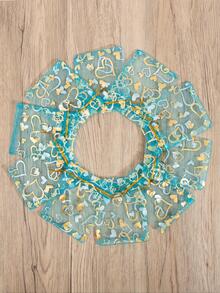 20pcs Heart Pattern Drawstring Detail Gift Wrapping Bag, Modern Polyester Gift Bag For Party - Blue - View 4