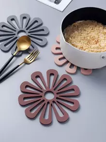 1入組花朵設計防滑隔熱墊 - 灰色 - 查看 2