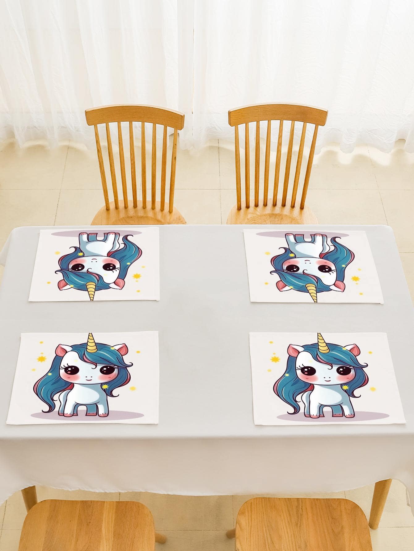 1入組獨角獸樣式現代滌綸桌墊 - 彩色 - 查看 1