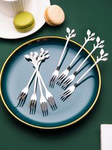 8 piezas Tenedor de fruta con diseño de hoja - Plateado - Ver 4