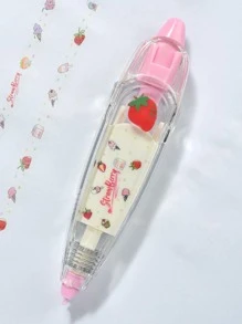 1入組草莓圖案按壓式修正帶學生創意便攜式美白修正帶辦公室 - 彩色 - 查看 4