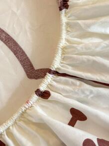 1pc Cartoon Graphic Fitted Sheet, Cute Fabric Fitted Bottom Sheet For Bedroom