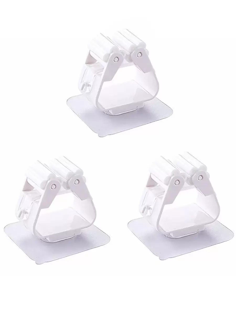 3入組/套隨機PP拖把架極簡免打孔壁掛式浴室拖把和掃帚架 - 白色 - 查看 1