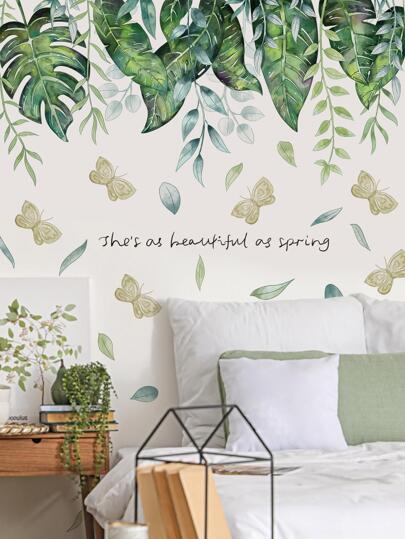 2入組/套PVC蝴蝶和葉子圖案牆貼墻面裝飾