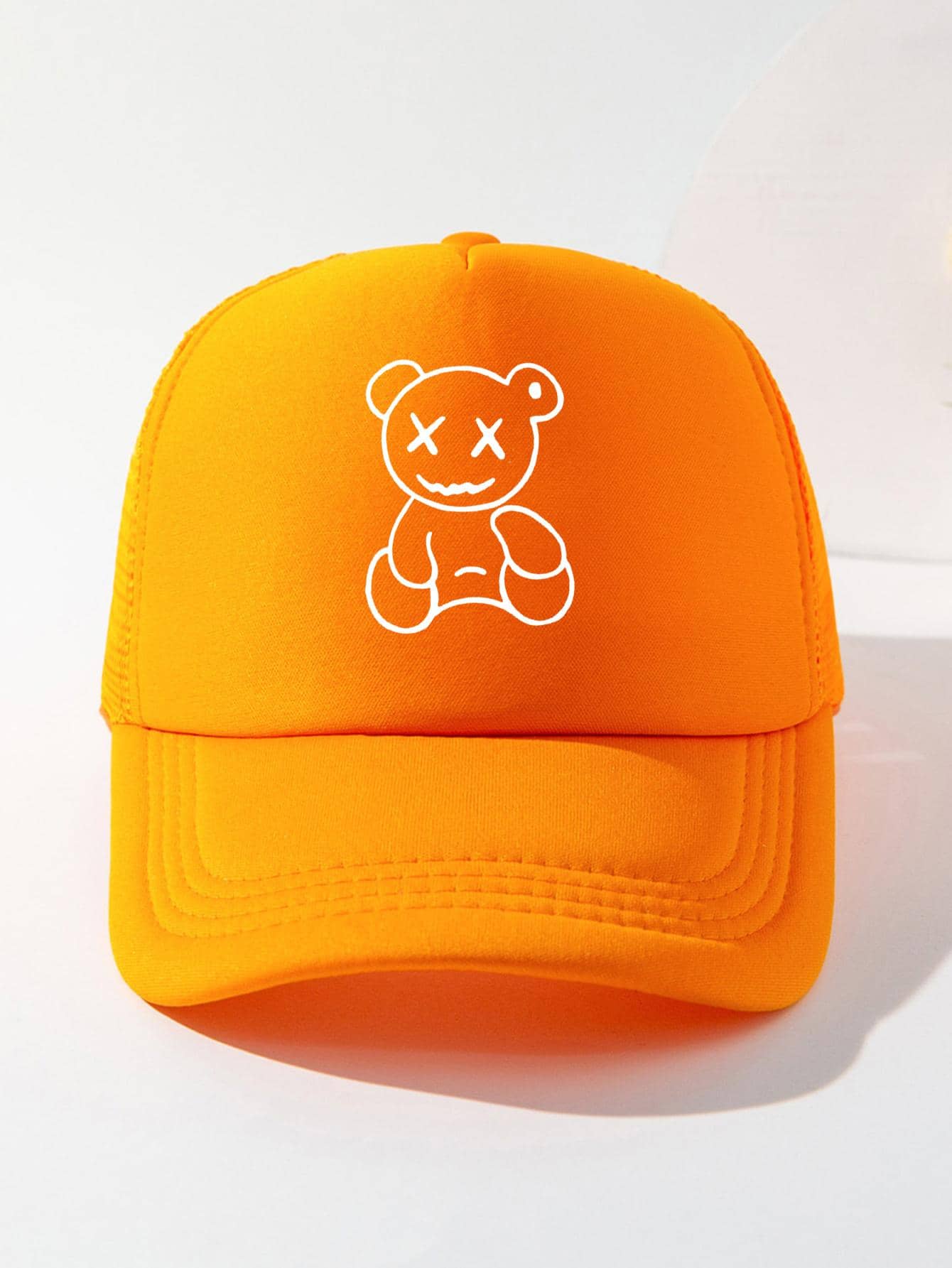 1 Mũ Unisex họa tiết gấu thoáng khí dành cho hoạt động ngoài trời thông thường - trái cam - Xem 1