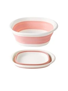 1pc Portable Random Color Wash Basin, Nordic TPR Foldable Wash Basin For Household - Multicolor - View 5