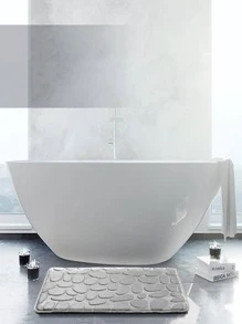 1入組石紋防滑浴室簡約風石頭設計PVC馬桶墊 - 灰色 - 查看 4