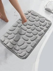 1入組石紋防滑浴室簡約風石頭設計PVC馬桶墊 - 灰色 - 查看 1