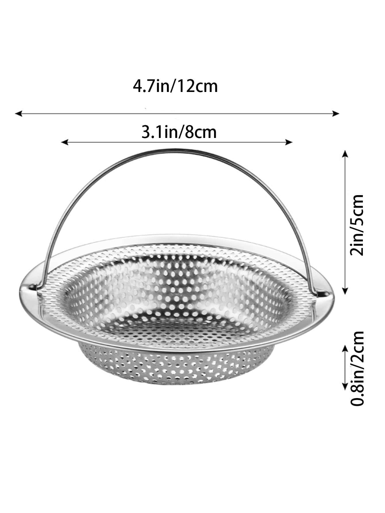 1pc Round Drain Filter, Silver Stainless Steel Hair Catcher, For Home