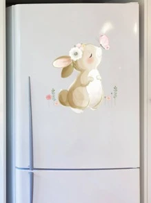 1pc Cartoon Rabbit Pattern Wall Sticker, Cute PVC Self Adhesive Wall Art Decal, For Home Decor, Stickers, Wall Decal, Vinyl Decal For Home Decorations, Spring Decoration Items Refresh Your Home, Rama Decoration Stickers - Multicolor - View 2