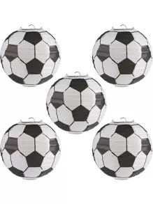 1入組足球設計紙燈籠創意懸掛燈籠球派對 - 黑與白 - 查看 1