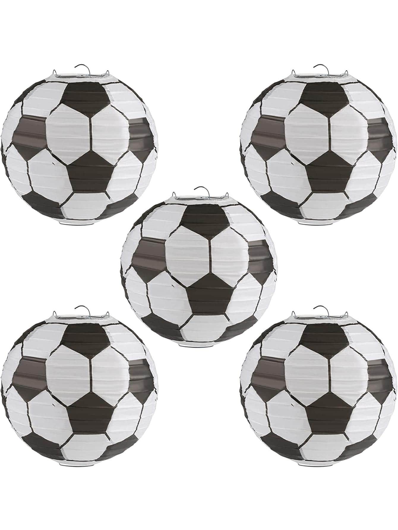 1入組足球設計紙燈籠創意懸掛燈籠球派對 - 黑與白 - 查看 1